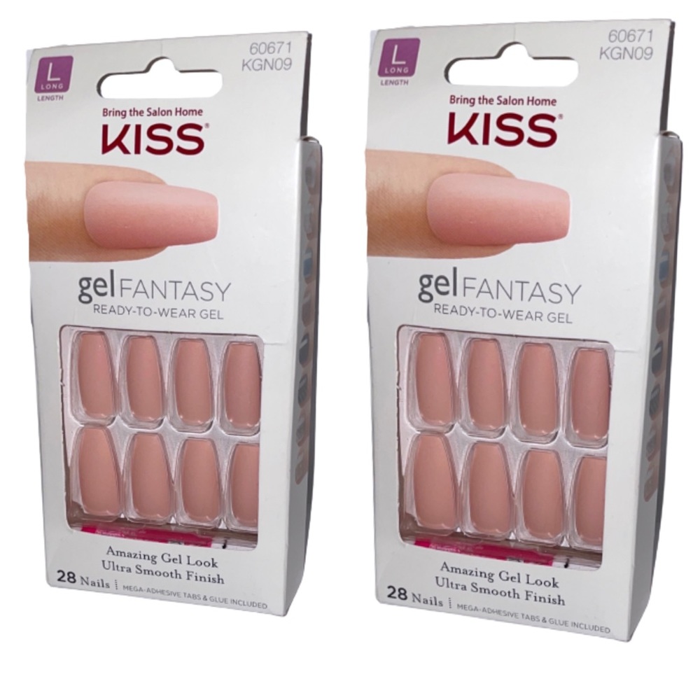 Kiss Long Length Matte Nude Glue-On Nails x2